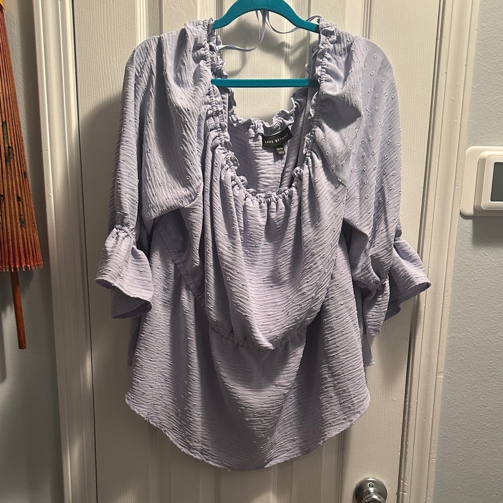 Lane Bryant Off Shoulder Light Purple Ruffled Blouse